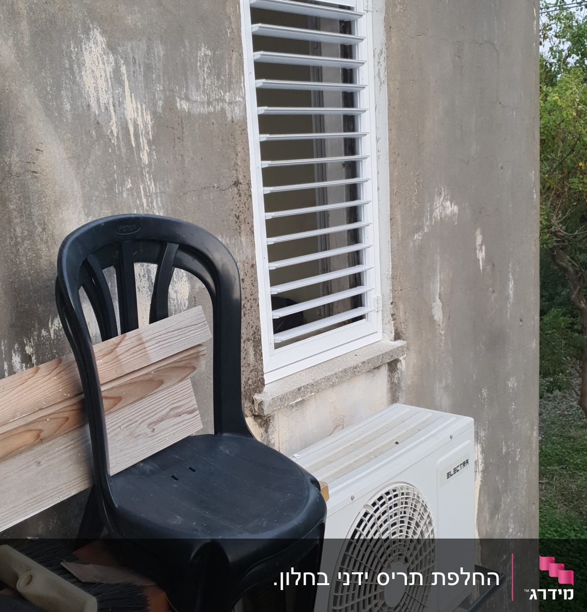 יחידת מיזוג אוויר על מתקן אלומיניום